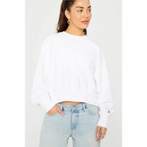 NWT Fabletics Year Round Terry Crew Neck Sweatshirt in White Women's sz. XL